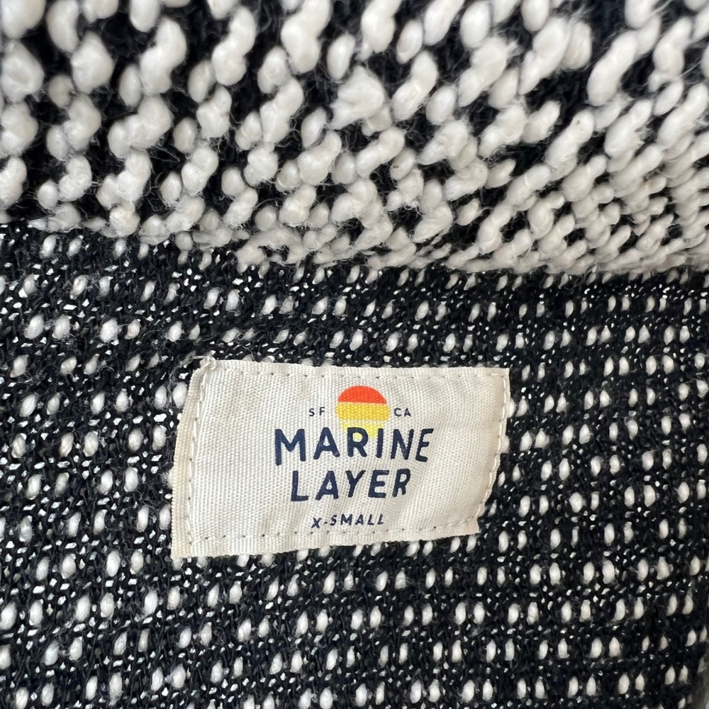 Marine Layer Womens Black White Textured Knit Open Front Cardigan Jacket XS - Picture 6 of 8